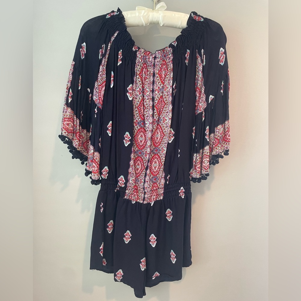 ANTHROPOLOGIE Lilka Vada paisley romper, navy. Size XS. EUC